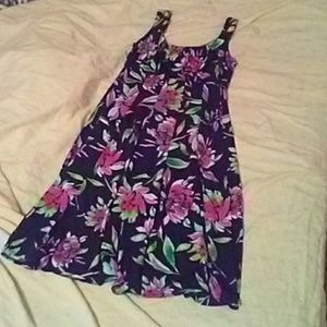 Blue floral empire sleeveless dress